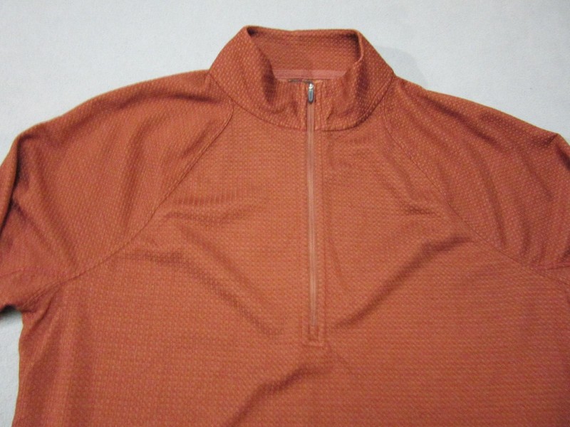 PrAna Shirt Mens XL Orange 1/4 Zip Merino Blend Waffle Mock Thermal Pullover gallery