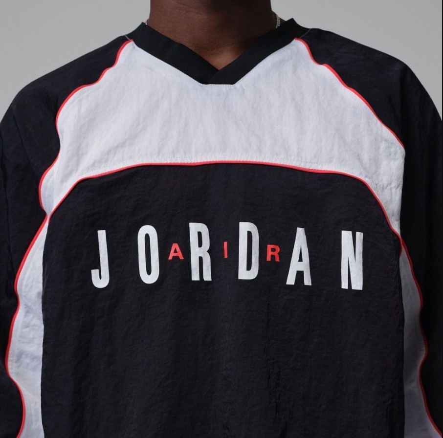 Nike Jordan Flight Men Long-Sleeve Warm-Up Top Black White Chile Red IF1835-010 gallery