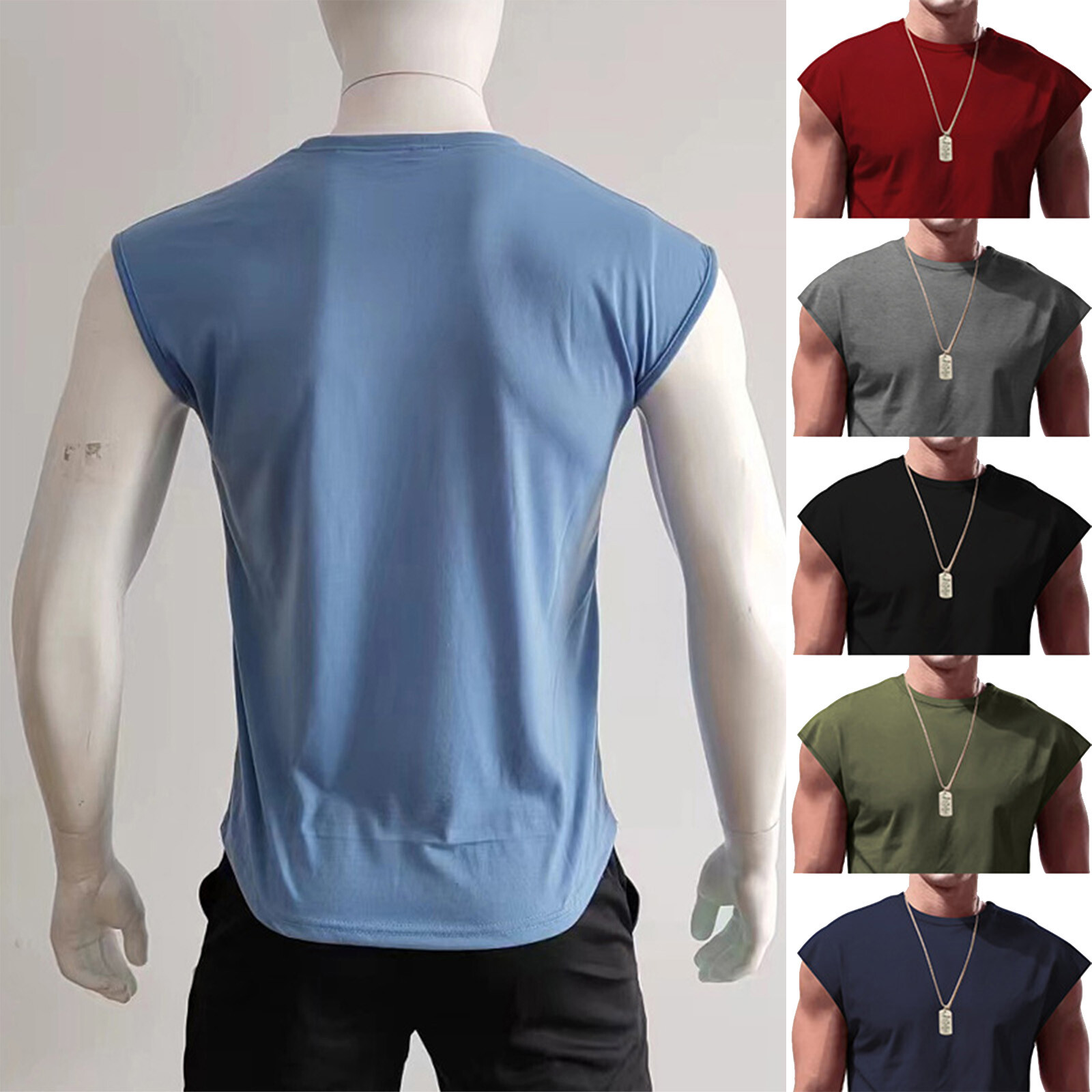 Mens Workout Tank Tops Bodybuilding Shirts Sleeveless Athletic Muscle T-shirt gallery