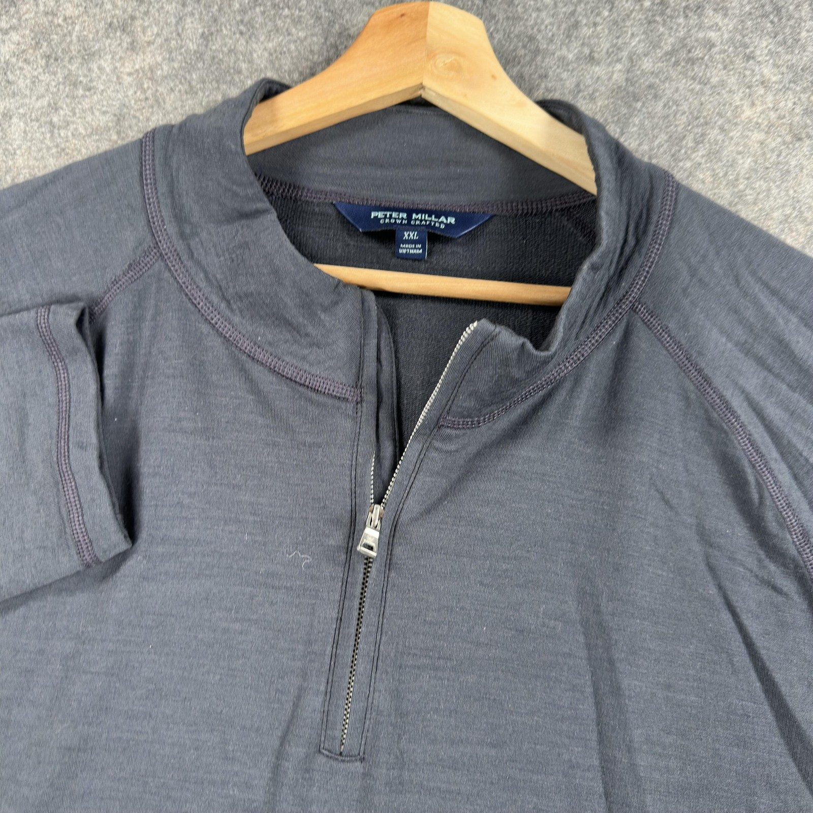 Peter Millar Merino Wool Pullover Excursionist Mens 2XL Gray Quarter Zip Golf gallery