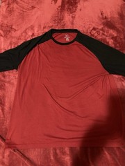 George XL 46-48 Baseball Shirt Long Sleeve Red With Black Sleeves Blank