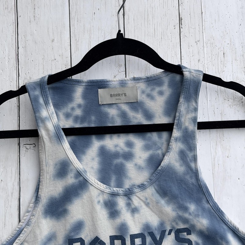 BARRY'S Tank Top Mens Small Blue Tie Dye Logo Sleeveless Athletic Gym Training gallery