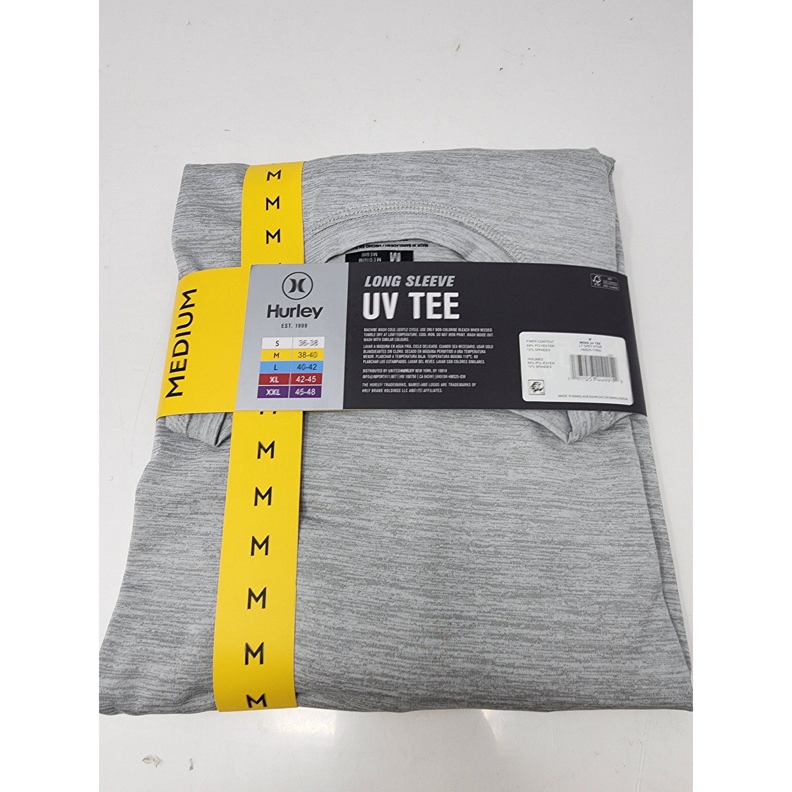Hurley Mens Athletic Long Sleeve UV Tee Shirt Grey Poly Blend Size Medium gallery