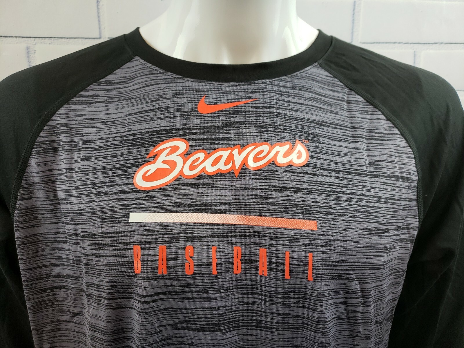 Nike Grey OSU Beavers Baseball 3/4 Sleeve Raglan Shirt - Mens Size L CQ2035-010 gallery