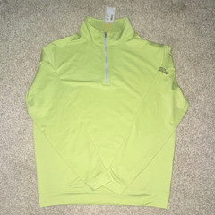 Peter Millar Crown Sport 1/4 Zip Mock Neck Golf Pullover M Green Porsche