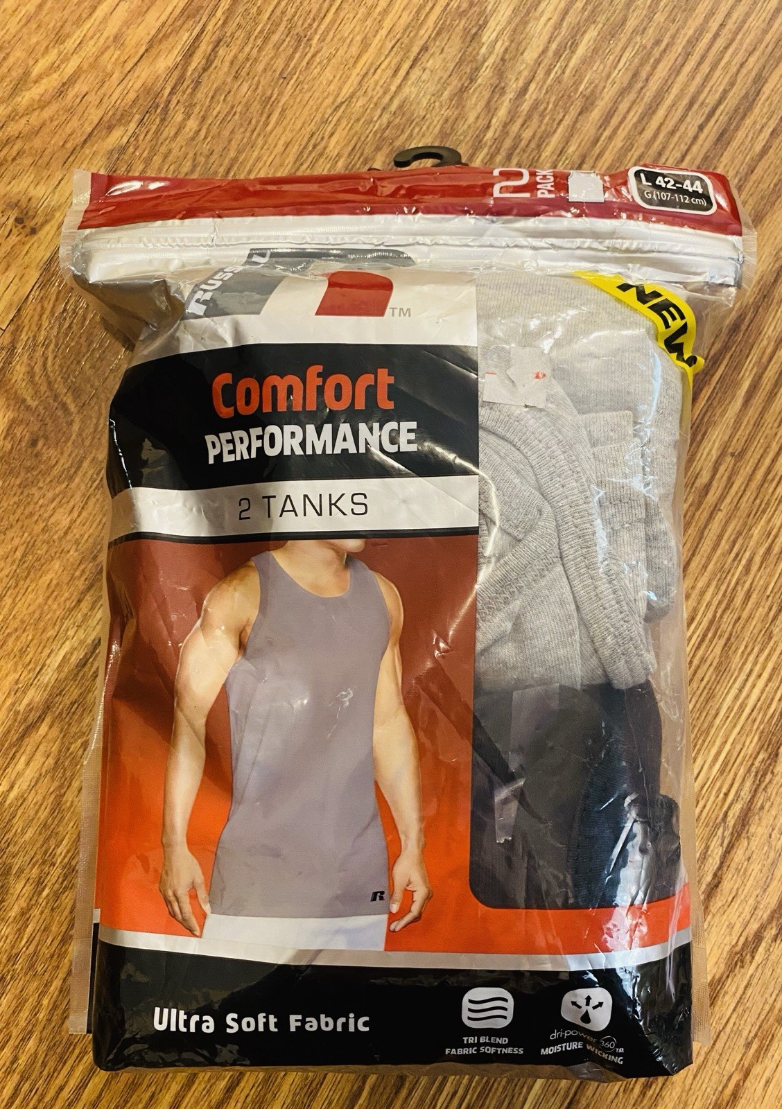 Russell Comfort Performance Tanks 2 Pack Ultra Soft Muscle Shirt Size L 42-44 gallery