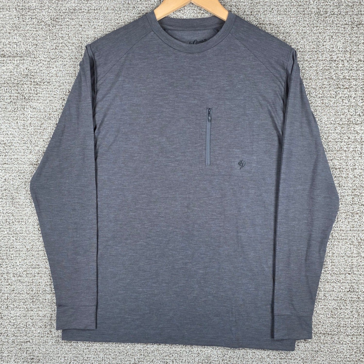 Duck Camp Mens Small Bamboo Blend Gray Long Sleeve Performance Shirt Zip Pocket gallery
