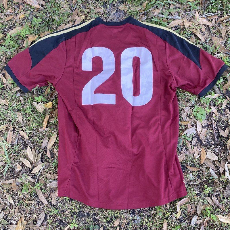 adidas climalite FCB #20 Short Sleeve Jersey L Red/Black/Gold/White Soccer gallery