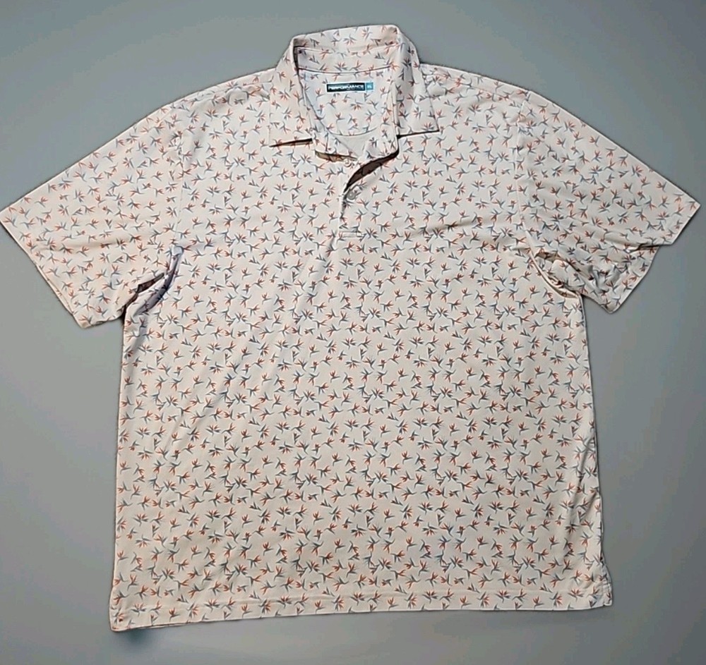 Roundtree & Yorke Performance Golf Lightweight Floral Polo Shirt Mens XL