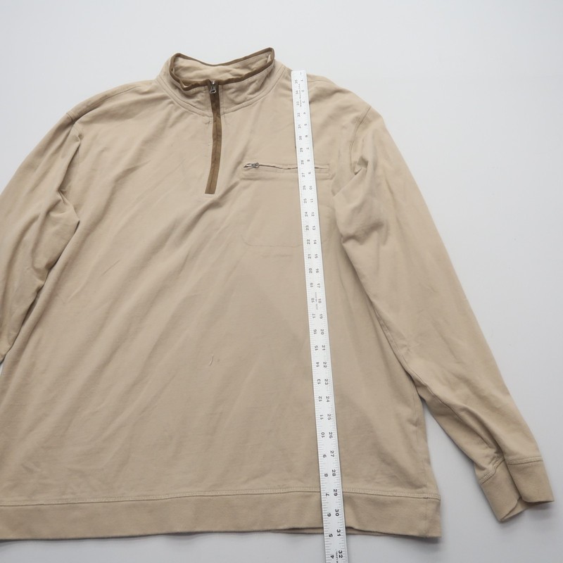 Cabela's Mens 1/4 Zip Pullover Sweater Size 2XLT Tall Beige 100% Cotton gallery
