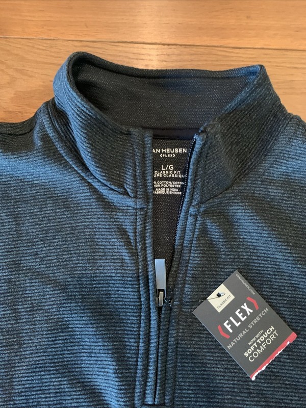 Men's Van Heusen Flex Classic Fit Stretch 1/4 Zip Long Sleeve Pullover Dark Gray gallery