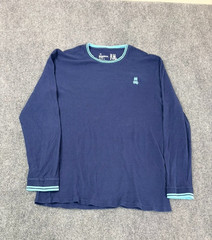 Psycho Bunny Blue Long Sleeve Logo T-Shirt Crew Neck Cotton Blend Men Size XL