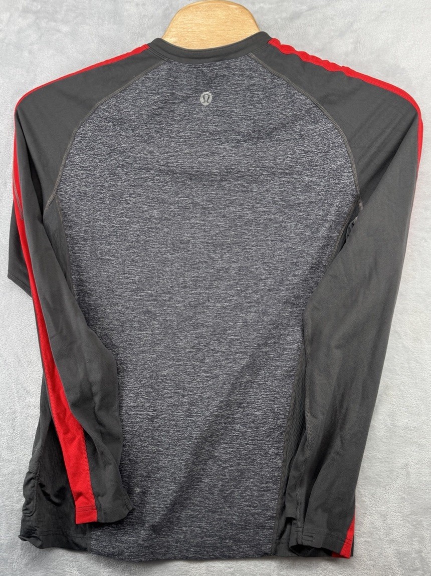 Lululemon Long Sleeve Shirt Athletic Tech Run Gray Red Men’s See Measurements gallery