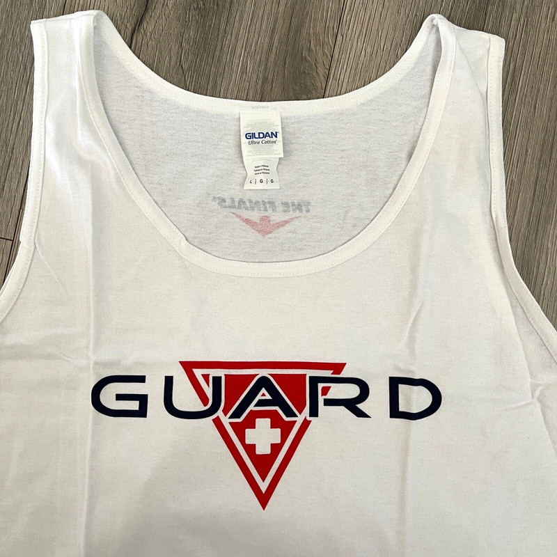 The Finals Tank Top Large White Red Guard Lifeguard 100% Ultra Cotton Gildan gallery