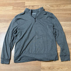 Greg Norman Men’s Gray Solid 1/4 Zip Mock Neck Long Sleeve Pullover L/G