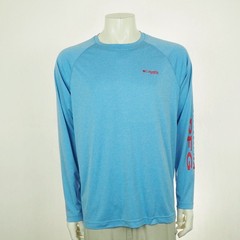 Columbia PFG Terminal Tackle Tee Shirt Mens Large Heather Blue Crew Fishing Gear