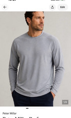 Peter Millar Performance Men’s Crew Neck Long Sleeve Stretch Golf Tee Gray XXL