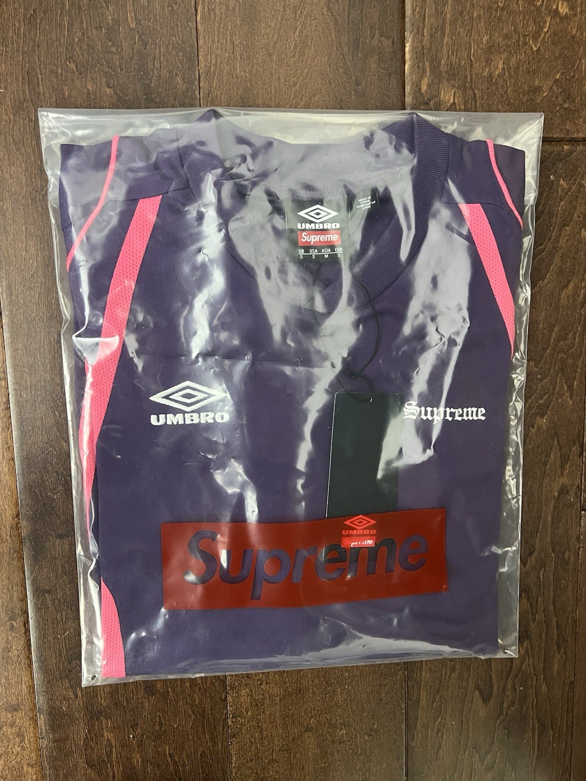 Supreme SS26 Umbro Old English Soccer Jeresy Purple Size Small New Rare IN HAND gallery