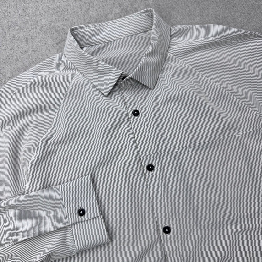 Lululemon Voyage Long Sleeve Button Down Dress Shirt Gray Stripe Mens Medium