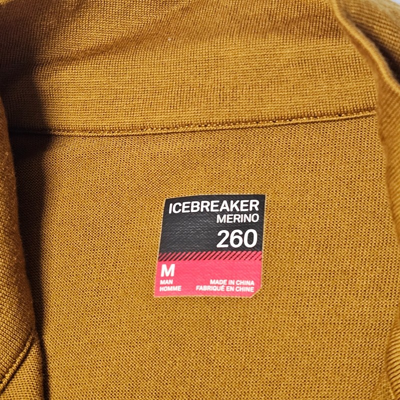 Icebreaker men's Merino 260 Tech Long Sleeve Half Zip Thermal Top Size M Camel gallery