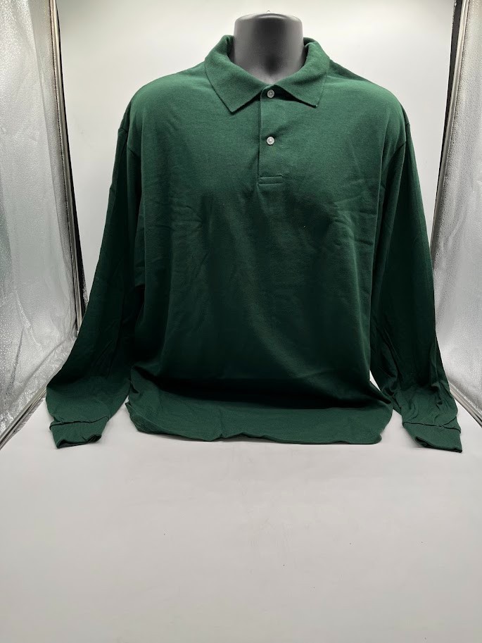 Jerzees Mens Spotshield Long Sleeve Jersey Polo Shirt 437ML Forest Green XL