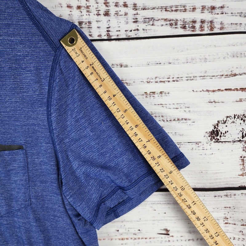 Lululemon Up Front V-Neck Mens Medium Blue Heather Silverescent Workout Pocket gallery
