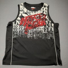 No Fear Jersey Top Mens Large Black Mesh Graphic Stars Checkered