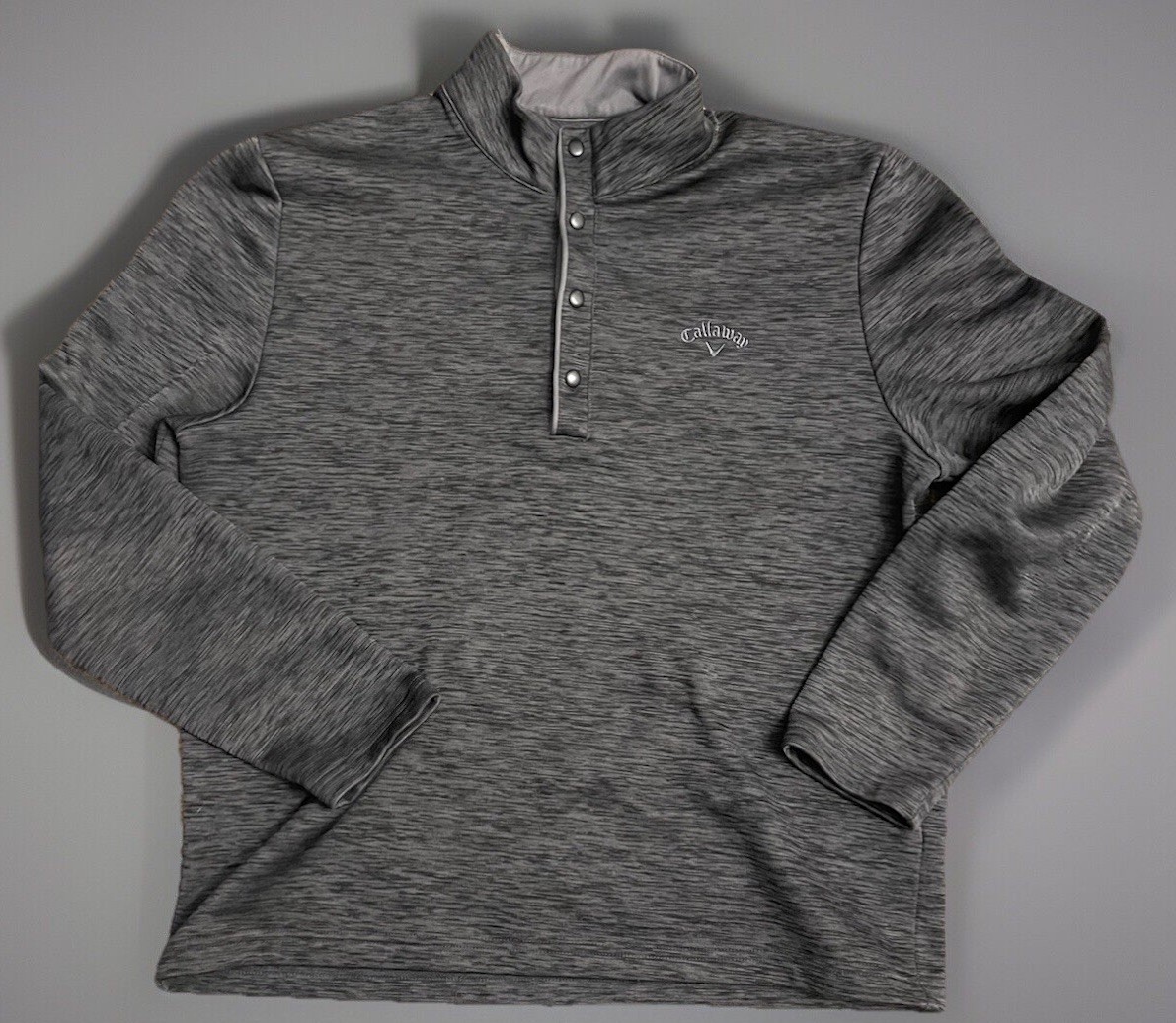 Callaway Golf Long Sleeve 1/4 Quarter Snap Pullover Shirt Gray Logo Medium JBHS gallery