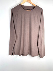 Rhone Reign Long Sleeve Training Shirt Mens L Brown Active Outdoor Hiking Gym