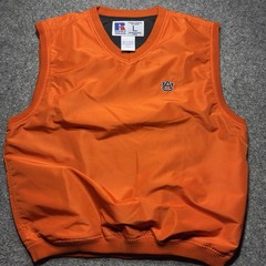 Aurburn Tiger Windbreaker Vest Men Large Orange Russell Athletic Mesh Lined Golf