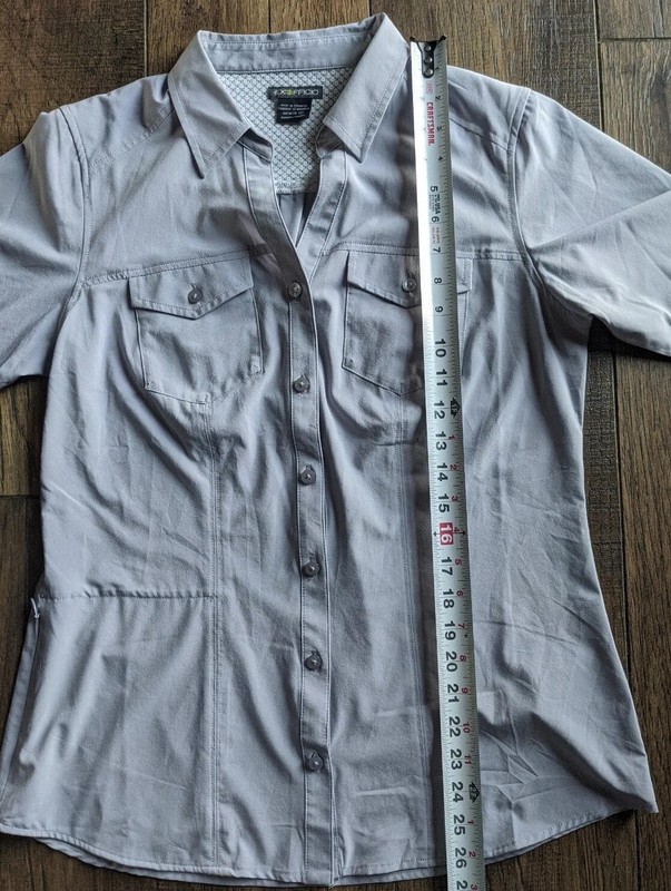 ExOfficio Mens Medium (48 in Chest) Gray Vented Back Roll-Tab Sleeve Button Down gallery