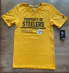 Nike Property of Steelers NFL PLAYERS Shirt Yellow Mens Short Sleeve XS