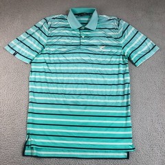 Polo Ralph Lauren Shirt Mens Medium Blue RLX Stripes Golf Preppy Logo Sportswear
