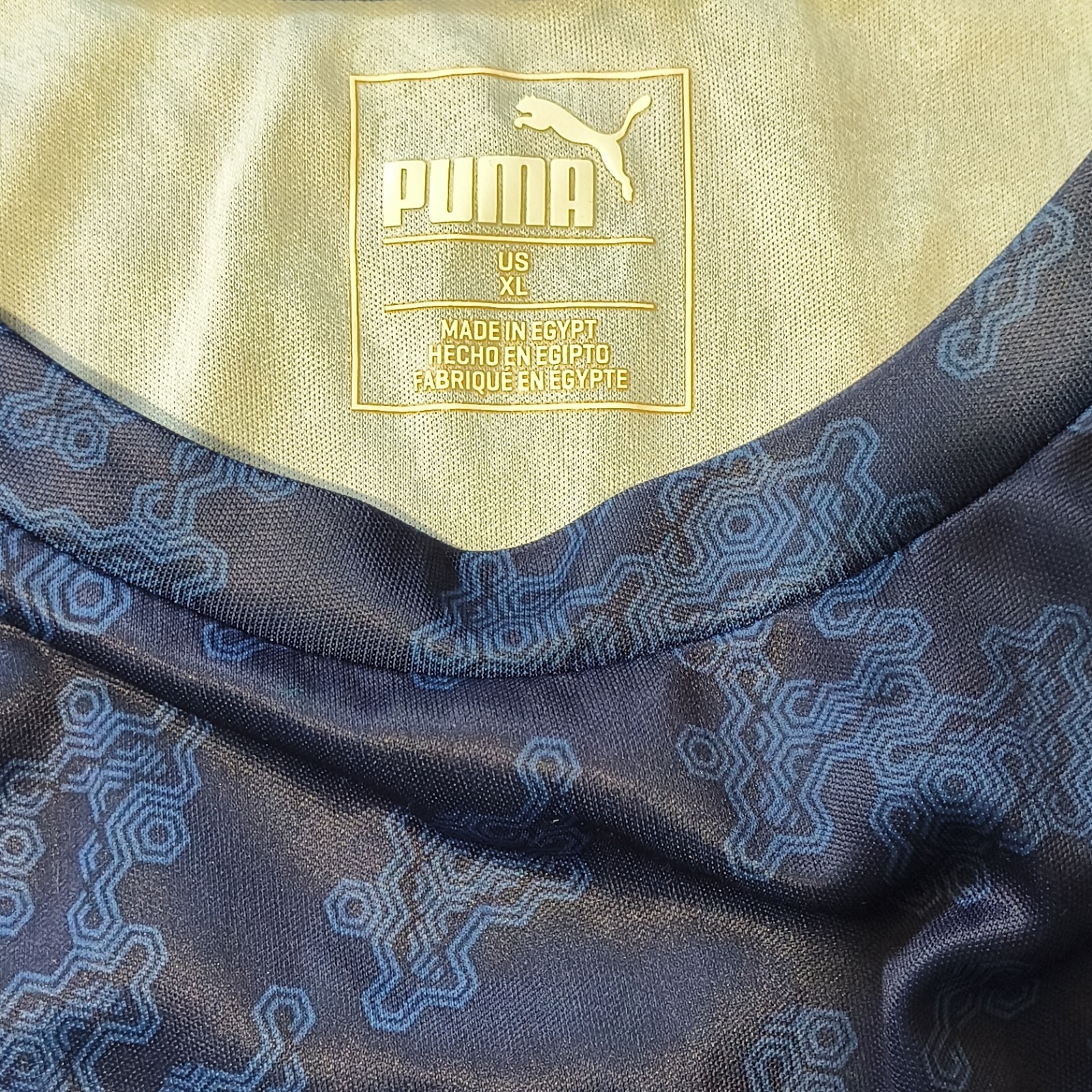 PUMA Boy's XL Blue Beige Geometric Short Sleeve Crew Neck T-Shirt gallery