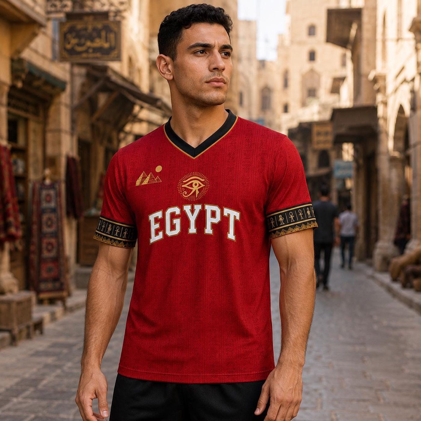 Custom Egypt Soccer Jersey, Custom Egyptian Football Shirt, Red Egypt Fan Jersey gallery