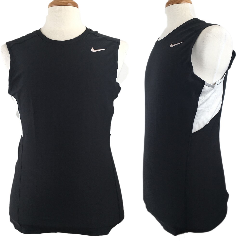 Nike Athletic Tank Shirt Men's Sleeveless Tight Fit Athletic 519983, Black White