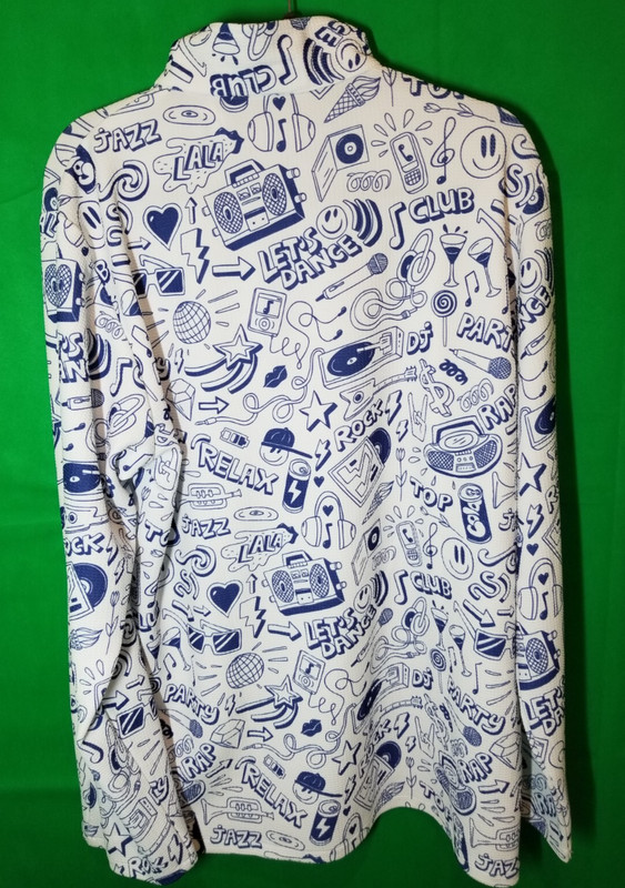 Golf Gentry Men's 1/4 Zip Long Sleeve Size XL Blue White Loud Party Design gallery