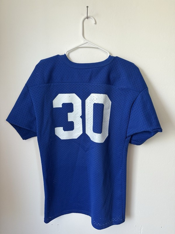 Vintage Royal Blue Football Jersey Sports Belle Tag Large Made In USA 70s-80s gallery
