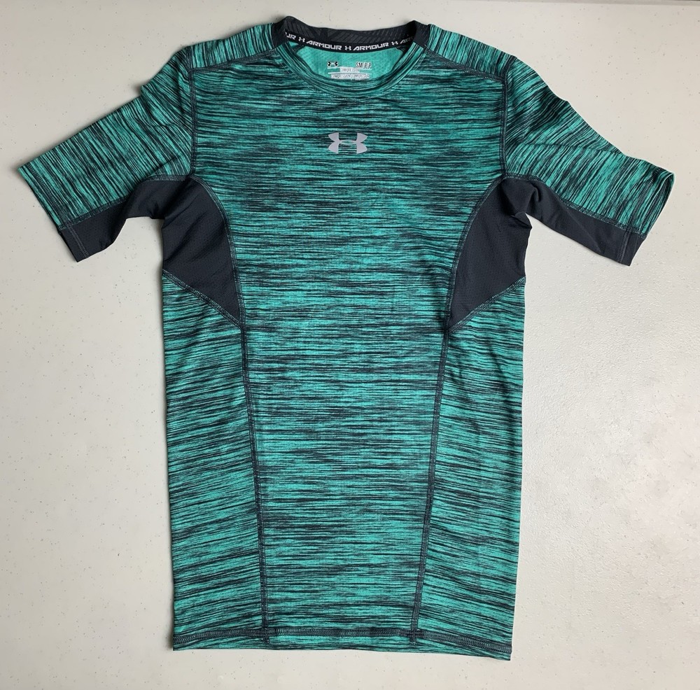 Under Armour Men's Compression Heat Gear Shirt Green And Black Size Small S