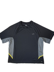 Champion Duo Dry Athletic Shirt Mens XXL Black Gray Short Sleeve Performance Tee
