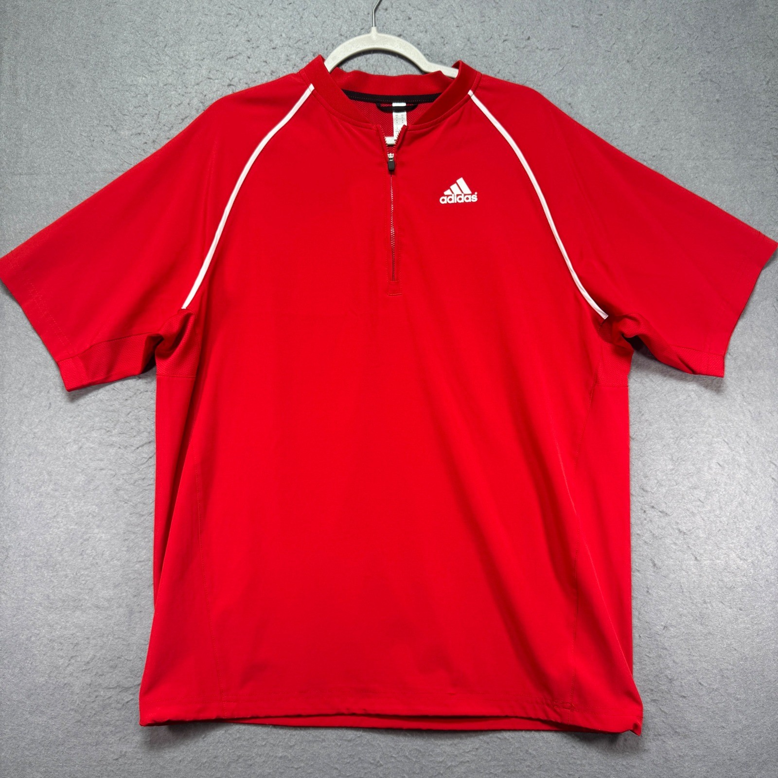 Adidas Men's Red Short Sleeve 1/4 Zip Athletic Pullover Shirt Size Medium gallery