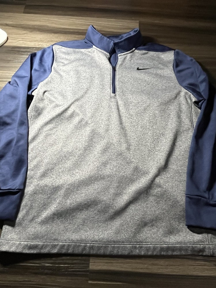 Nike Gray And Blue 1/4 Zip Pullover Men’s Size Large