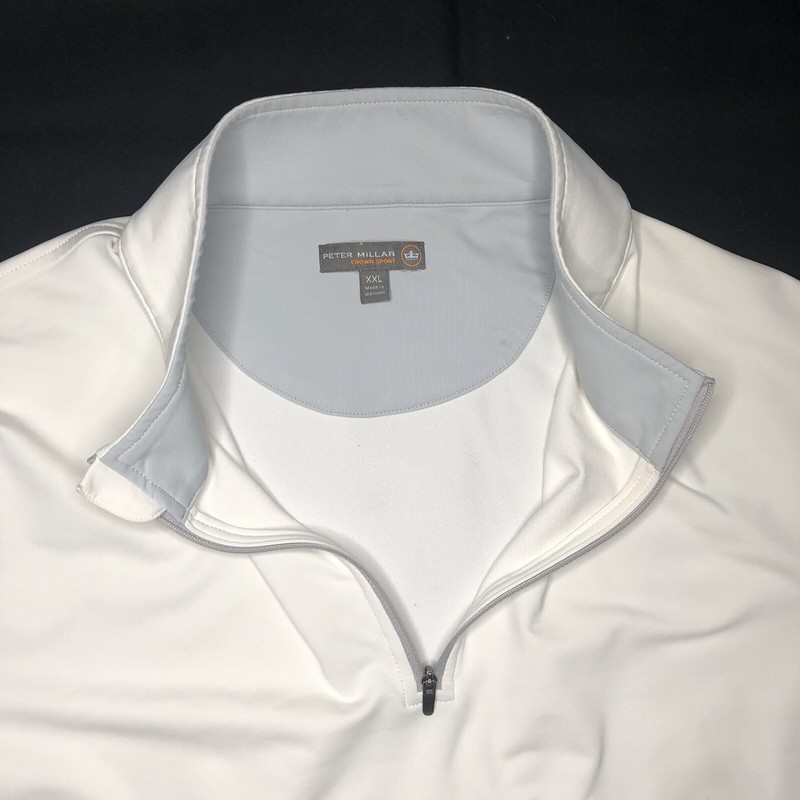 Peter Millar White Perth Stretch Loop Terry Quarter Zip Pullover MC0EK40 XXL 2XL gallery