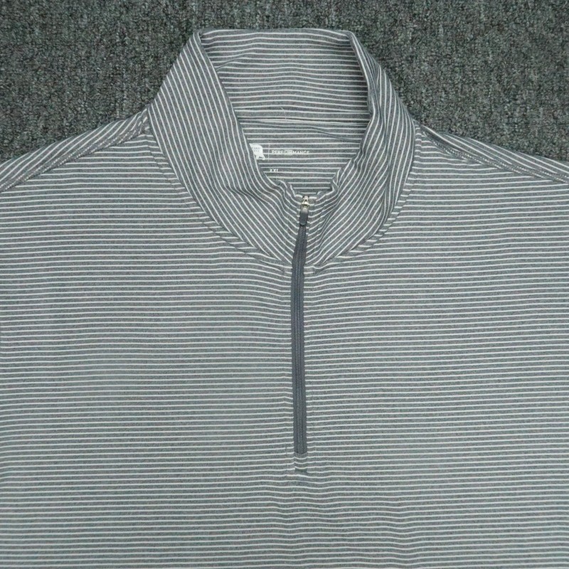 Onward Reserve Pullover Mens XXL Gray Striped Quarter Zip Performance Mock Neck gallery