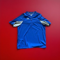 Under Armour Mens S Loose All Season Gear Short Sleeve 1/4 Zip Pullover Blue EUC