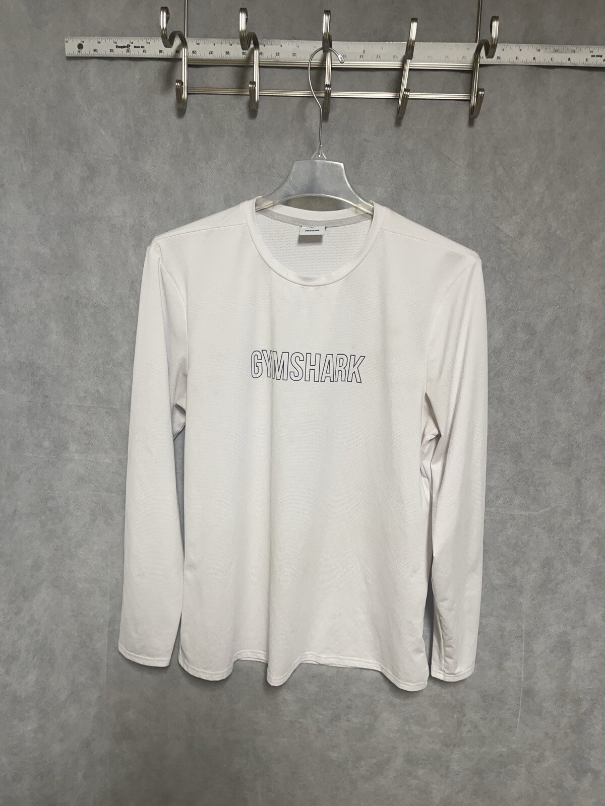 Gymshark Shirt Men XL White Performance Active Spell Out Workout Gym Training gallery