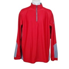 Under Armour Mens Red Grey Lightweight Quater Zip Loose Pullover Size L