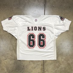 Vintage Y2K 90s Lions #66 Cropped Mesh Football Practice Warm Up Jersey Boxy Fit