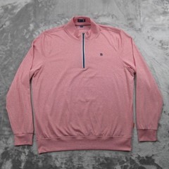 STITCH Golf Pullover Mens Large Pink 1/4 Zip Mock Neck Performance Top Casual