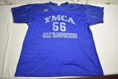 Vintage 90s Russell Athletic YMCA Football Jersey Blue #56 Athletic Boxy Mesh
